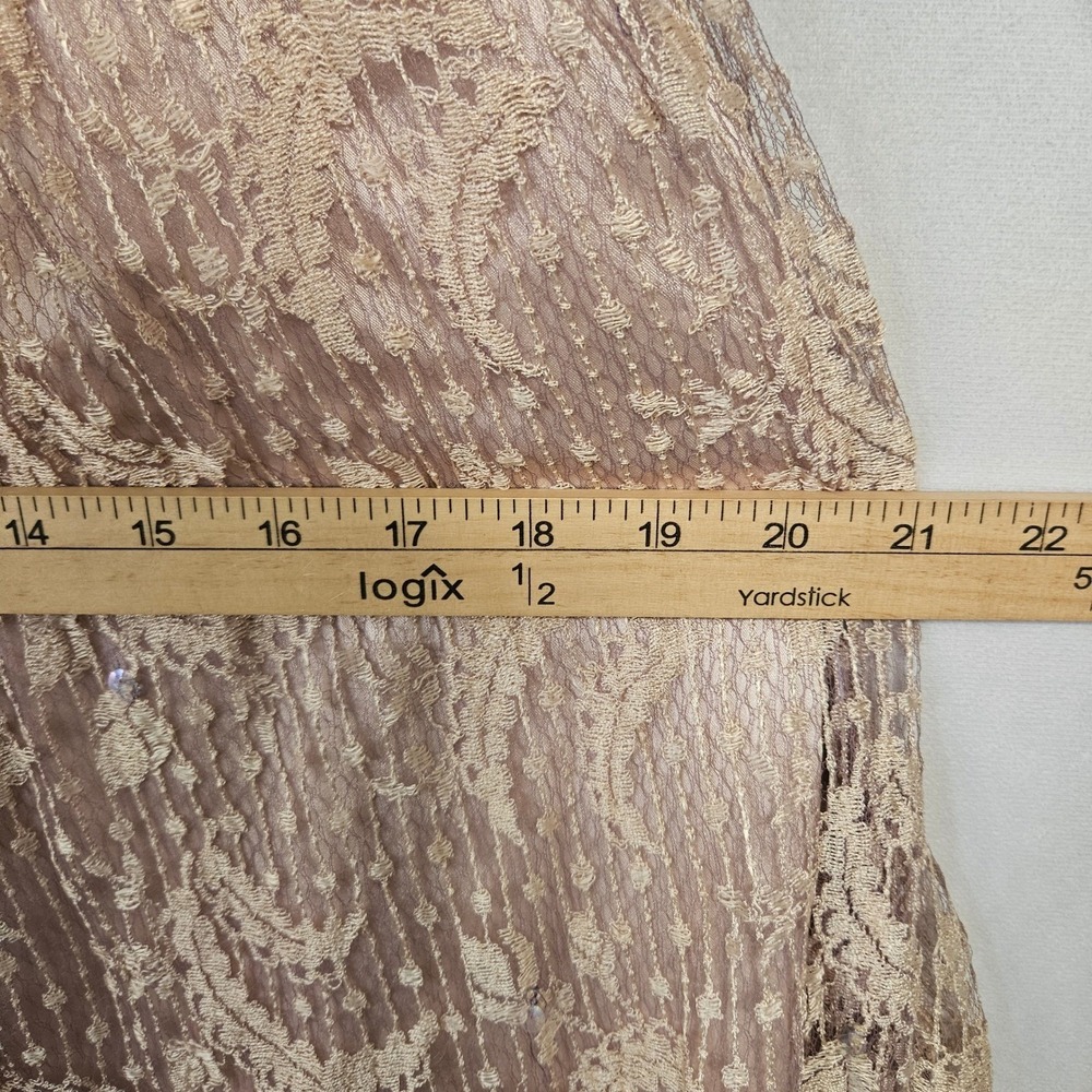 VTG Rina di Montella Lace Midi Dress 10 Champagne Sequin Beaded Cocktail Cottage - Picture 8 of 16